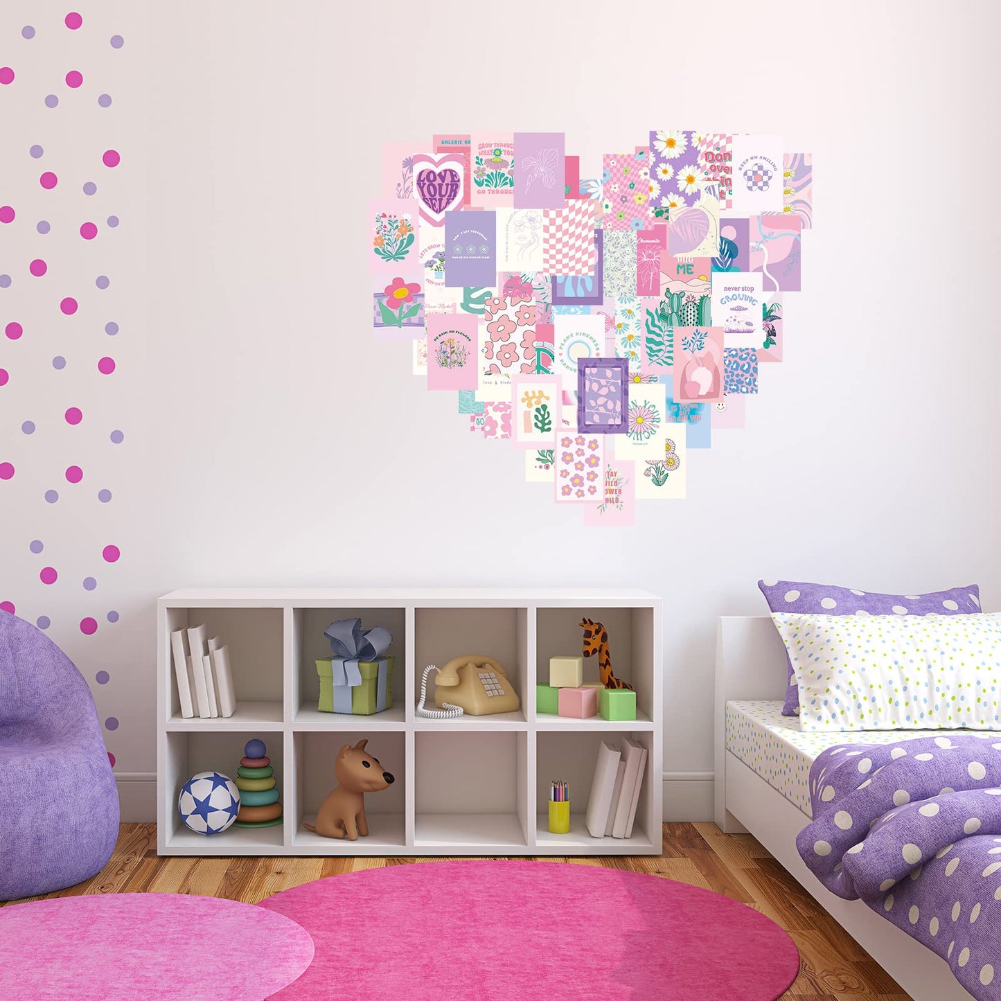 Teling 60 Pcs Wall Collage Kit Danish Pastel Poster Wall Decor Aesthetic Art Preppy Room Decor Aesthetic Pictures for Women Girl Bedroom Teen Dorm ornament, 4 x 6 Inch(Pink)