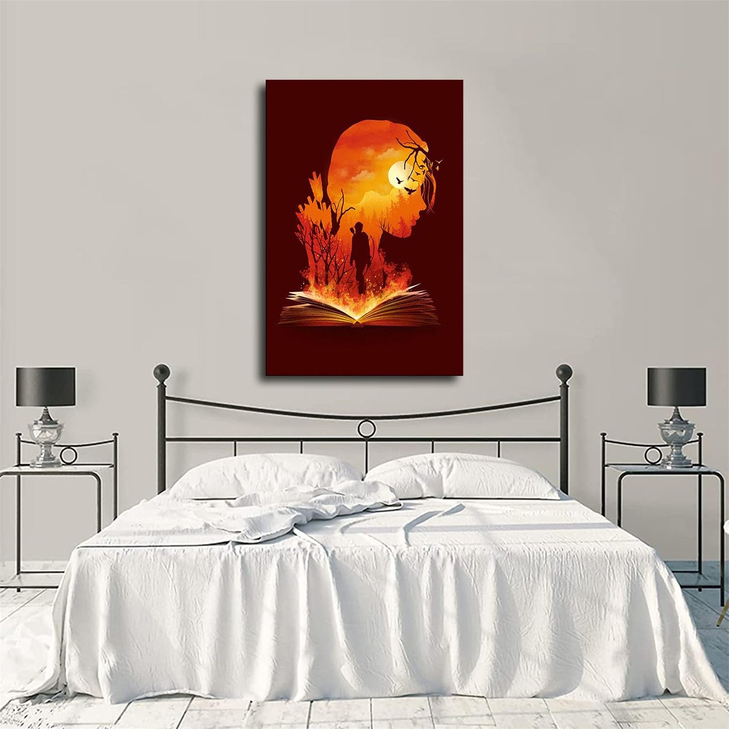 The Hunger Games Katniss Silhouette Sunset Poster Picture Art Print Canvas Wall Art Living Room Bedroom Decor Mural (12×18inch-No Framed)