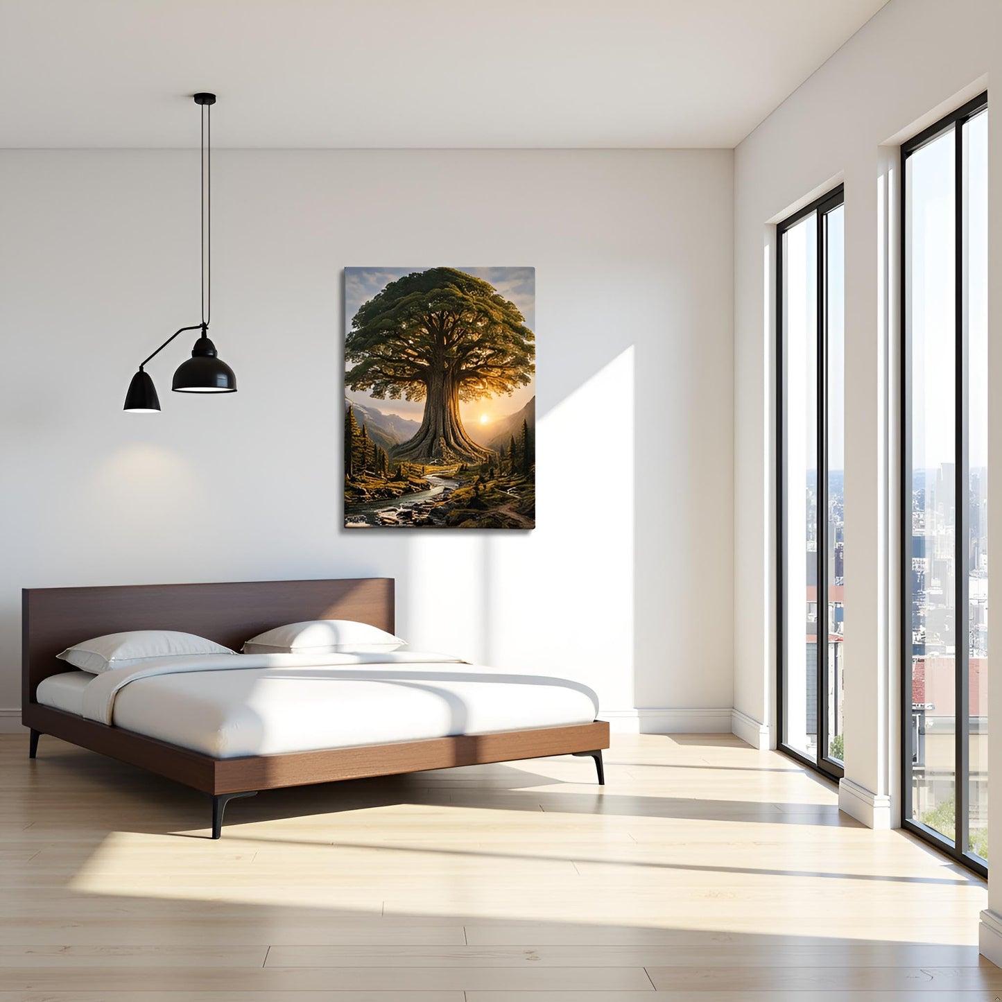 Large Canvas Wall Art Framed Tree Landscape Mountain Sunrise for Living Room Wall Decor Nature Canvas Prints Ready to Hang – Eternal Echelon (40" x 60")