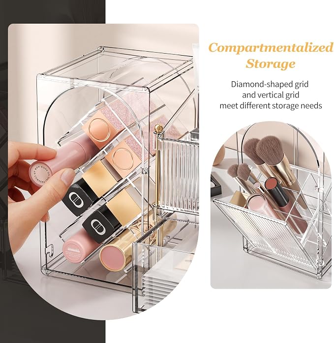 Modular Makeup Organizer, Clear Acrylic Cosmetic Storage Box with Drawer, Vanity Countertop Organizer for Makeup, Skincare and Beauty Accessories – Multiple Styles