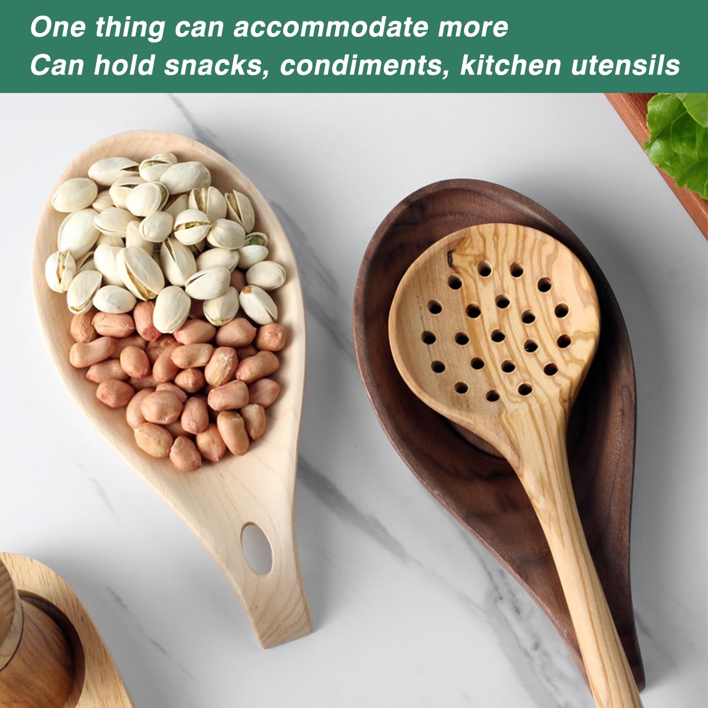 Wooden Spoon Rest for Kitchen, Spoon Holder for Stove Top or Countertop, Perfect Holder for Spatula, Spoons or Tongs(Walnut,Wood)