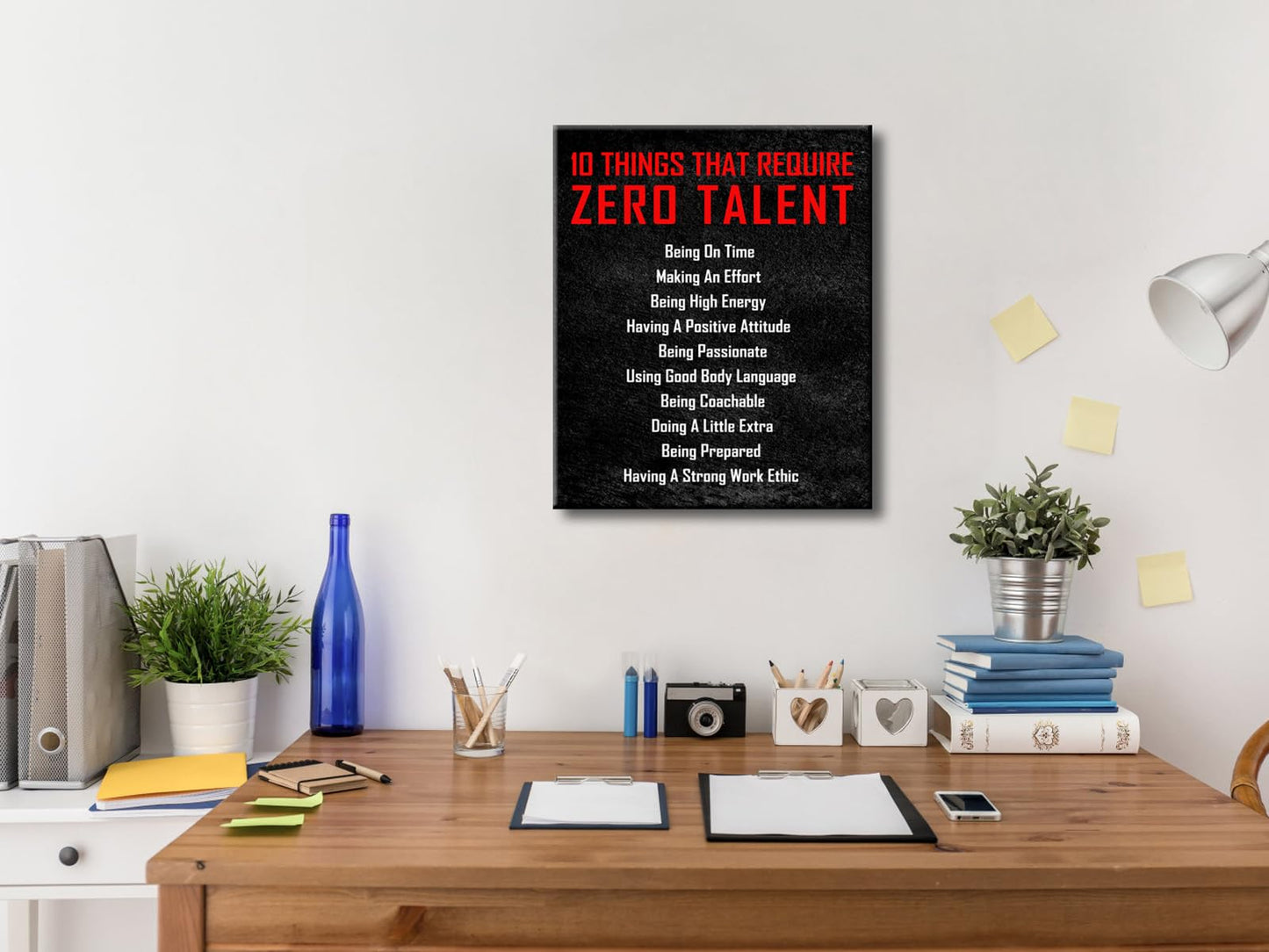 Pyradecor Large Motivational 10 Things that Require Zero Talent Office Positive Quotes Inspirational Poster Canvas Prints for Classroom Living Room Home Decorations