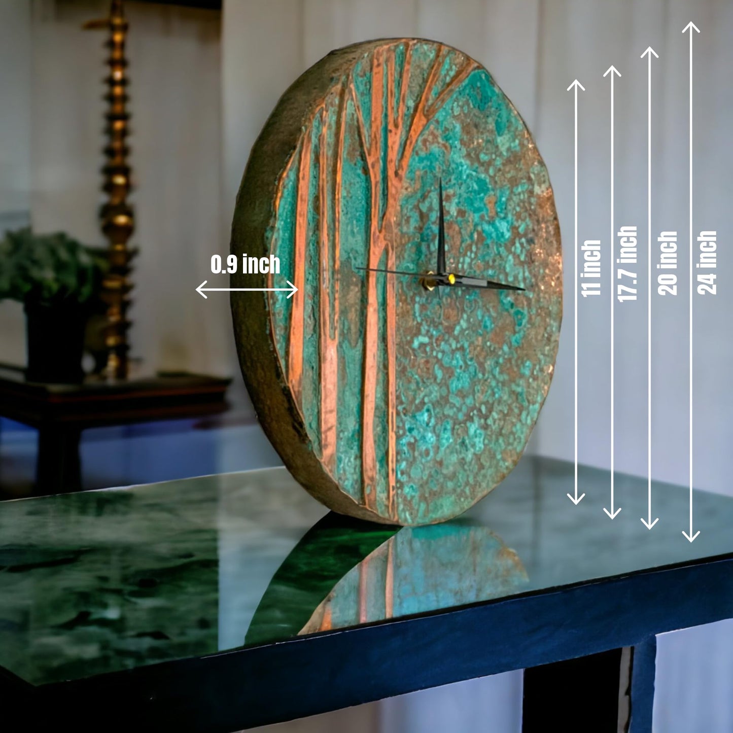 nooc art Handmade Copper Wall Clock Artisan Touch in Every Piece - Tree of Time Wall Decor Copper Clock for Living Room, Office, Kitchen & Bedroom (11 Inch)