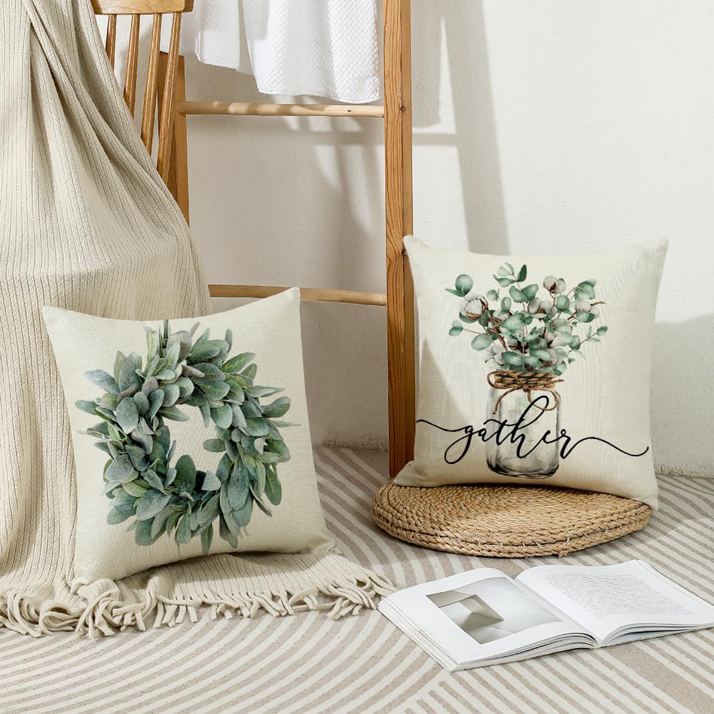 wyooxoo Throw Pillow Covers 20x20 Set of 4 Farmhouse Pillow Covers Natural Cushion Cases Decorative Pillowcases for Sofa Couch Living Room Outdoor Home Decor