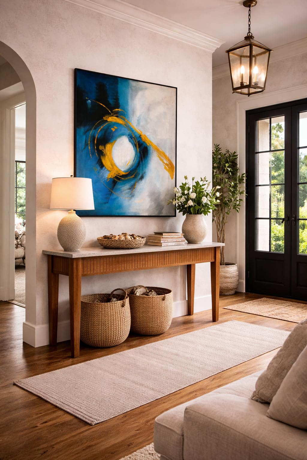 Artisan Tinct Hand-Painted Canvas Wall Art, Wooden Framed, 24x36 inches, Modern Artwork for Living Room, Lounge, Bedroom, Ready to Hang Large Oil Painting (Cosmic Flow)