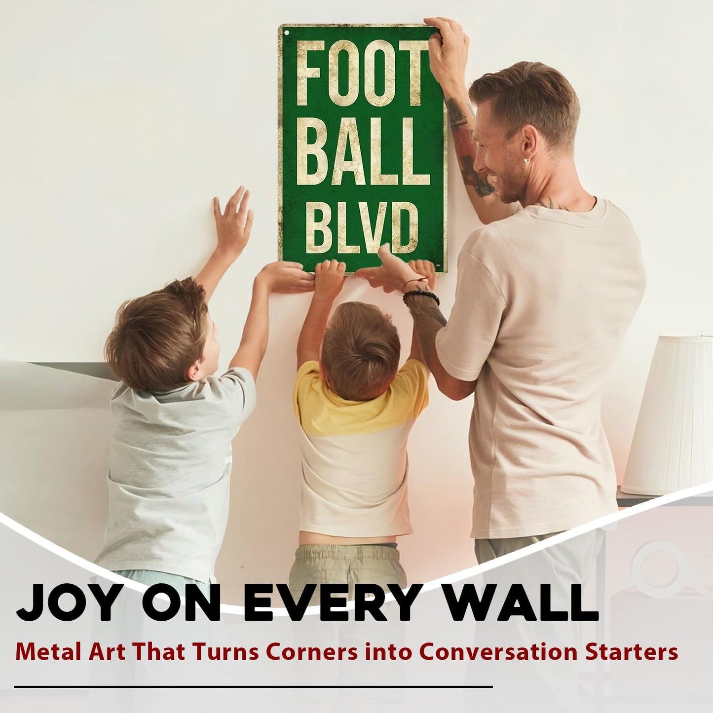 Football Sign Distressed Tin Sign Passionate Football Blvd Wall Decor For Teen Boys Man Cave Garage Bedroom Gym