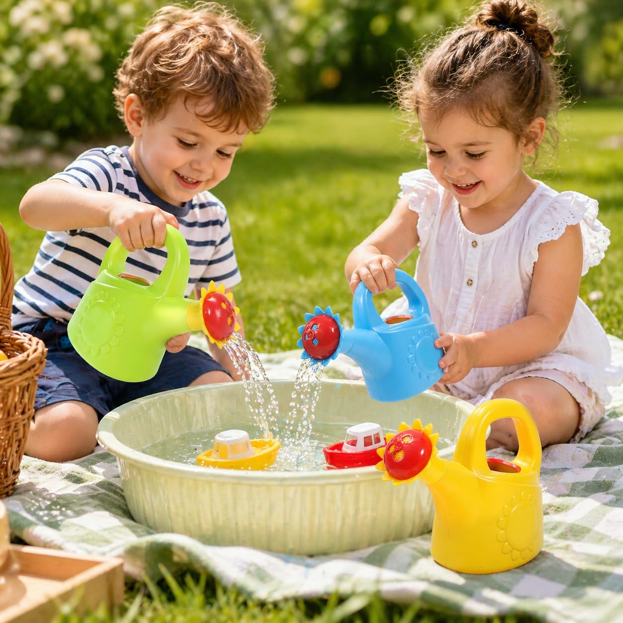 Garneck 3pcs Kids Watering Can Bath Toy Set: Toddler Small Watering Cans for Kids Plastic Garden Water Play Toys Boys Girls Indoor Outdoor Pretend Play Beach Backyard Fun(Random Styles)