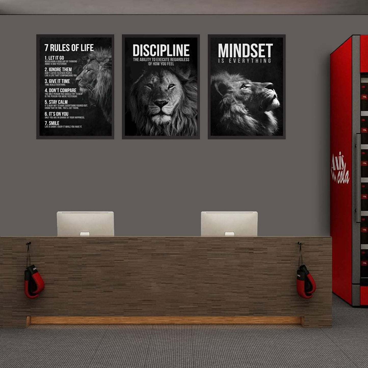3 Pcs Lion Inspirational Quotes Wall Art 7 Rules of Life Poster Wall Decor Pictures Office inspiration Canvas Posters Prints for Home Office gym study workplace Decoration 12x16 in Unframe