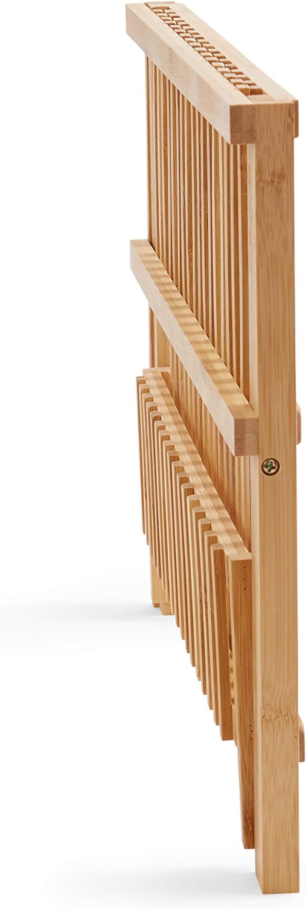 Dish Drying Rack Bamboo Dish Rack Plate Rack Collapsible Dish Drainer, Foldable Dish Drying Rack Wooden Plate Rack Made of 100% Natural Bamboo (Natural Bamboo- Natural Bamboo- Foldable)