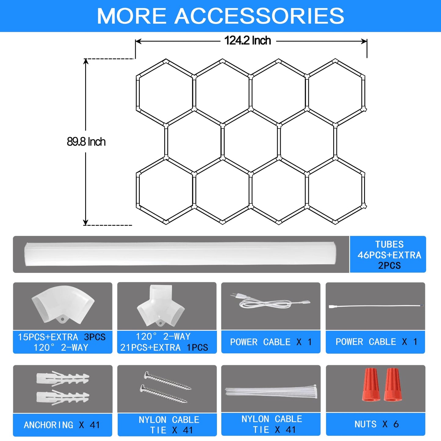 LZHOME Hexagon Garage Light Fixture 48 Packs: 52800LM Super Bright Honeycomb Led Ceiling Lights, 5000K Natural White, Hexagon Light for Garage Basement Warehouse Gym Car Detailing Shop etc