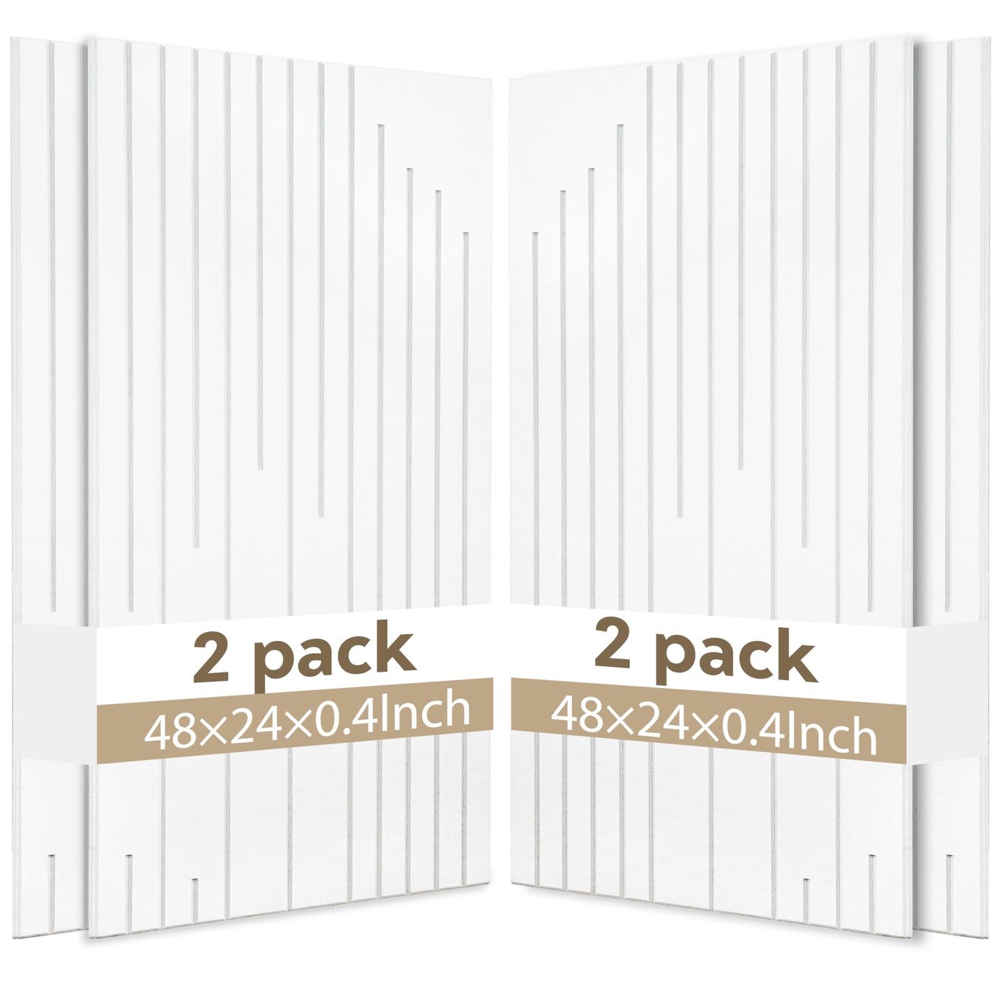 KERRAM 4-Pack Acoustic Panels with Self-Adhesive, 47.2 x 23.6 x 0.35 Inch High Density Sound Proof Panels for Walls, Decorative Sound Dampening Panels for Home Studio & Office Decor, White