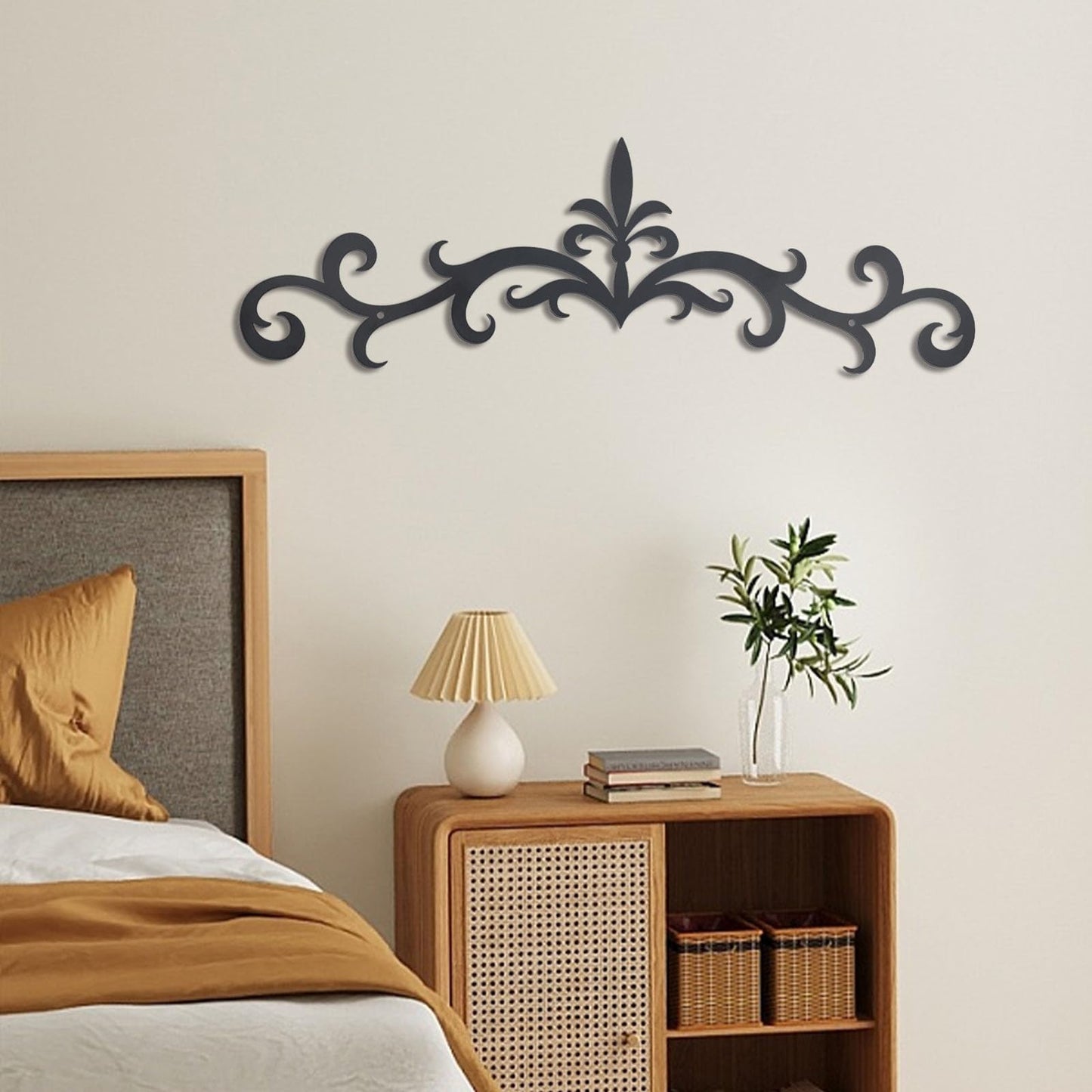 OYEFLY Metal Scroll Wall Art Decor,Rustic Iron Wall Medallion (style 1)