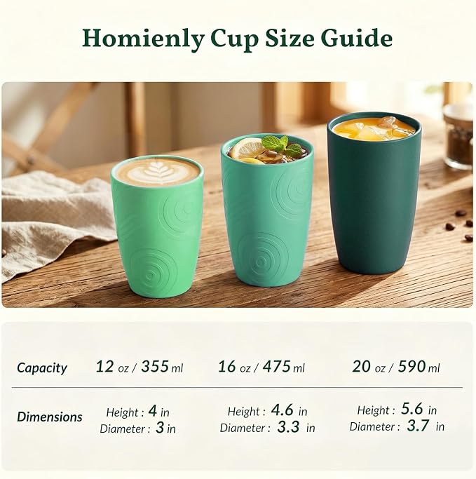 Homienly Cups for Drinking 12oz Daily Use Cups Dishwasher Safe Plastic Cups Alternative Stackable and Lightweight Reusable cups for Family Use-Forest Series