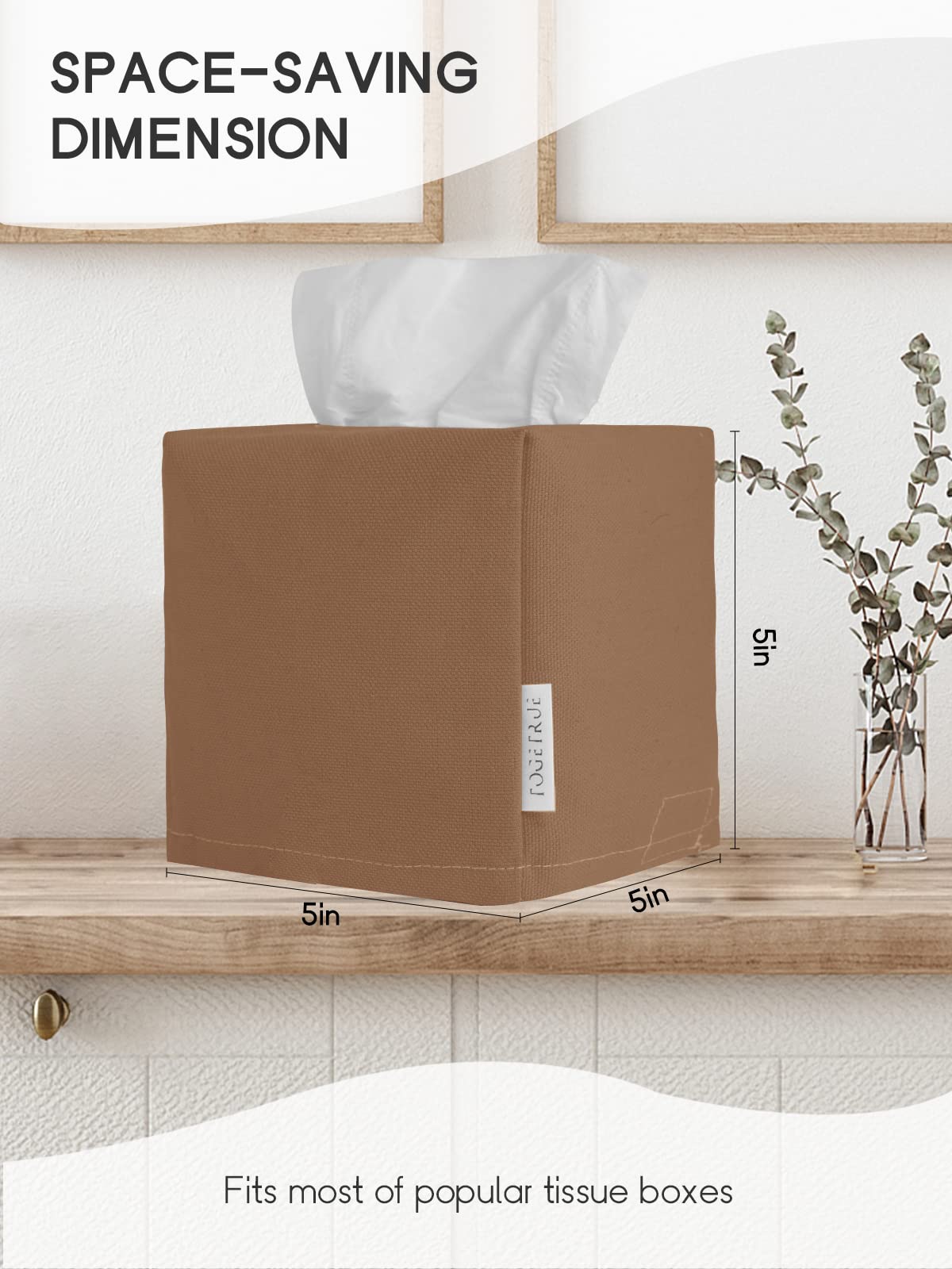Tissue Box Cover, Reusable Fabric Tissue Holder, Square Canvas Tissue Holders Decorative for Bathroom Vanity Countertop, Bedroom, Tabletop and Living Room