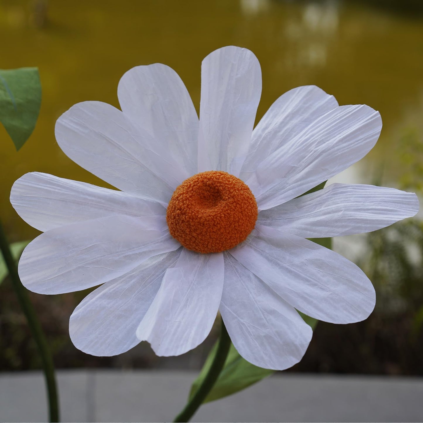 ZEYEXE Giant Flower for Decoration,Large Faux Daisy with Stand,Giant Artificial Flowers Decor Oversized Paper Flowers for Garden Party,Home,Weddings,Event & Commercial Display (White)