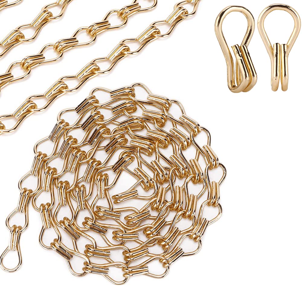 Watris Veiyi 2PCS Decorative Chain, Hanging Gold Chain, DIY Chandelier Decor Chain, Metal Chain for Home Office Decorative (2m/78.74in)