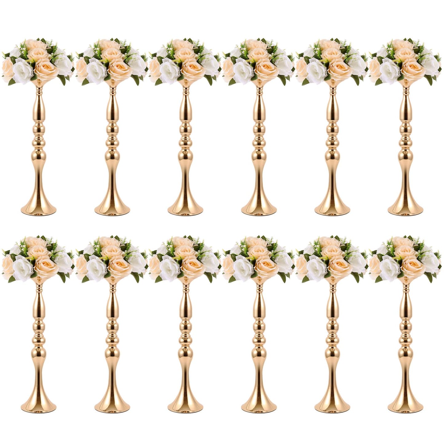 Didaey 12 Pcs Gold Wedding Centerpiece Stand Metal Flower Arrangements Holder Tall Centerpiece for Table Gold Vase Flower Stand for Wedding Reception Event Party Hotel Home Decor(20 Inches)