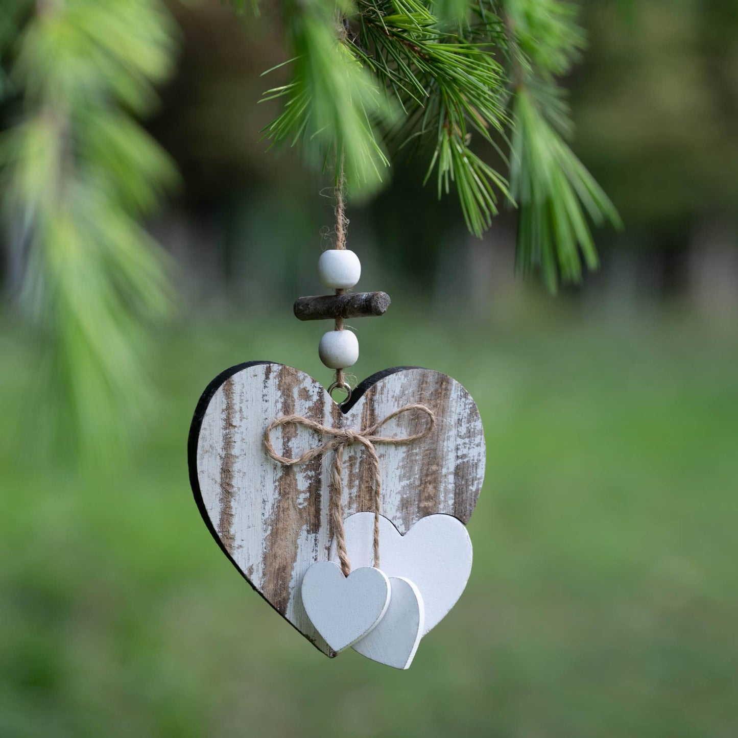 Sun&Beam Heart-Shaped Wooden Decorative Hanging Handmade Hearts Ornaments for Wedding Party Valentine Christmas Home Decoration Car Décor (D-#1, 1Pcs)