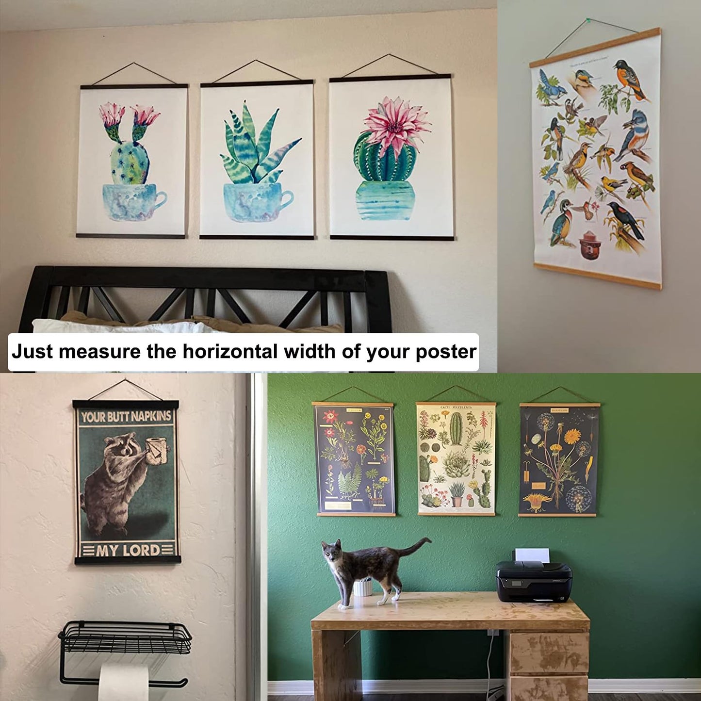 FALAMON 2 Pack Magnetic Poster Hanger Frame, 12x16 12x18 12x24 Magnet Poster Frame Hangers for Hanging Posters, Prints, Photos, Pictures, Maps, Scrolls, and Canvas Artwork (Black, 12")
