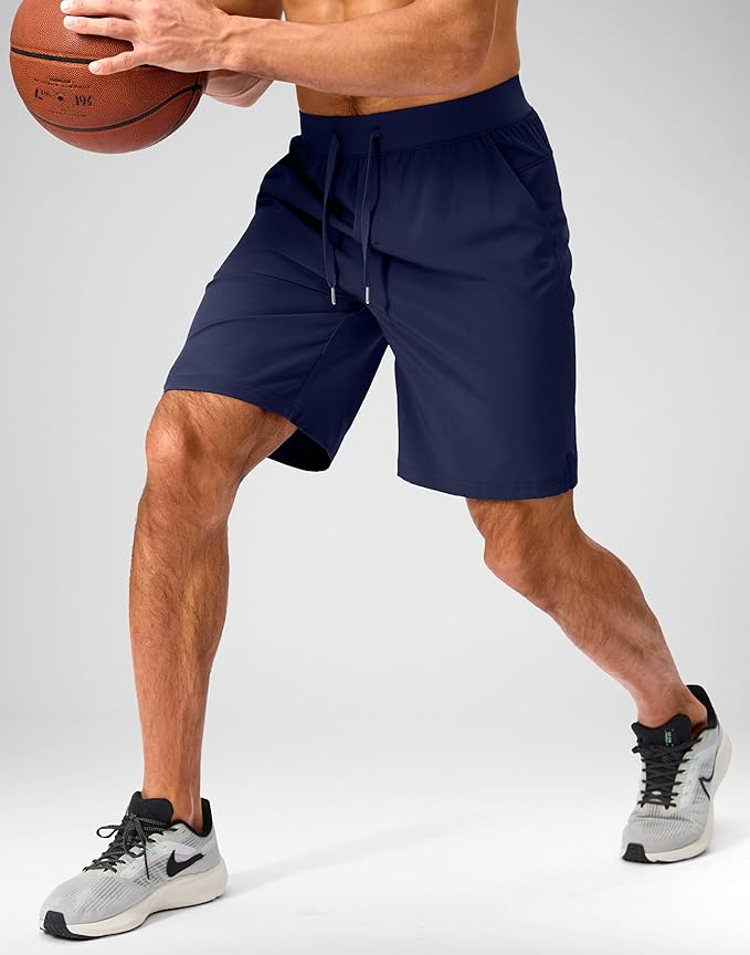 Men's Running Shorts with Zipper Pockets 9 Inch/ 7 Inch / 5 Inch Lightweight Quick Dry Gym Workout Athletic Shorts for Men(9 inch)