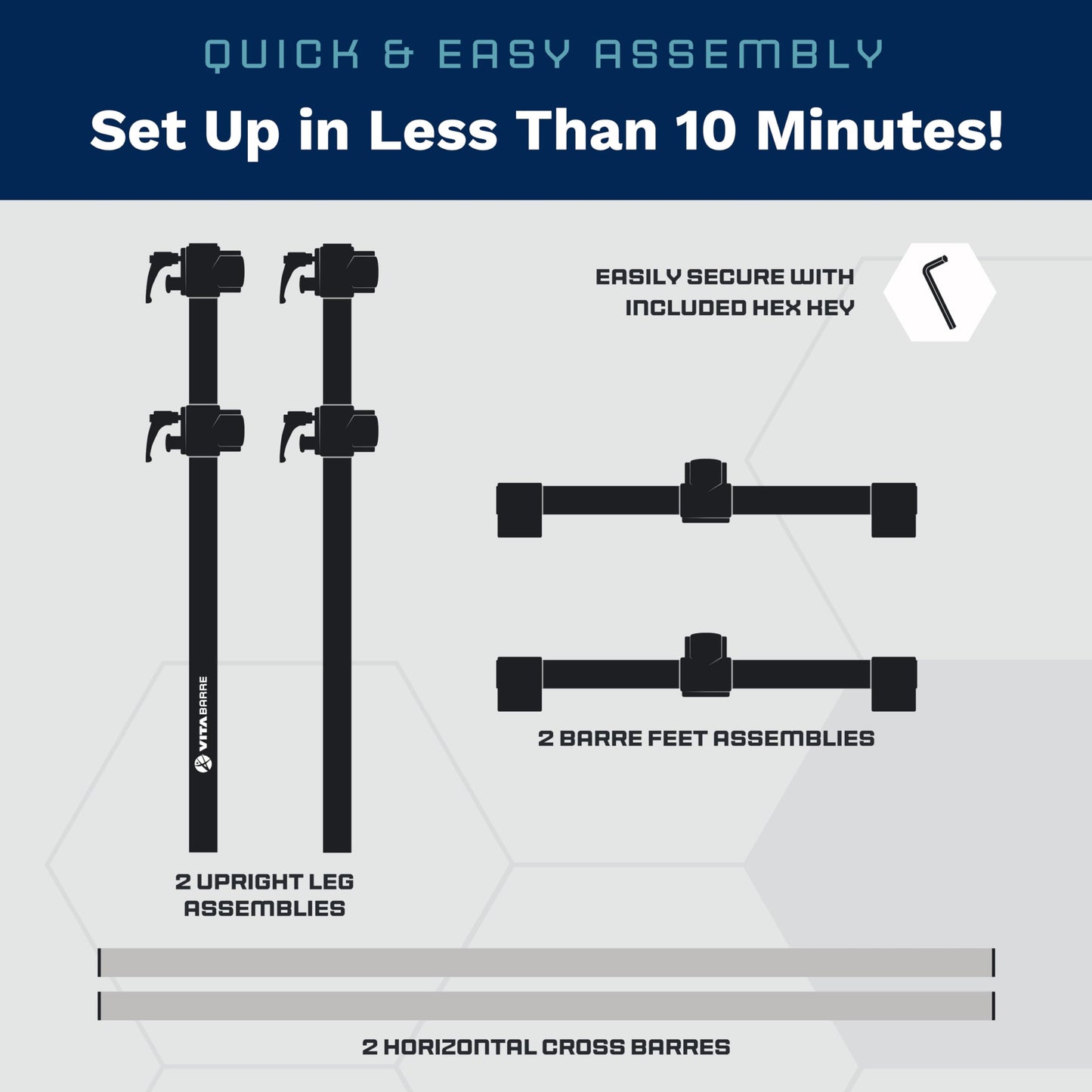 VITA Barre Portable Freestanding Double Ballet Barre, Professional, 6 Ft Bars, Black, Aluminum | Adjustable Height, Made in USA, Home or Gym Exercise Equipment for All Ages | Dance, Fitness, Pilates