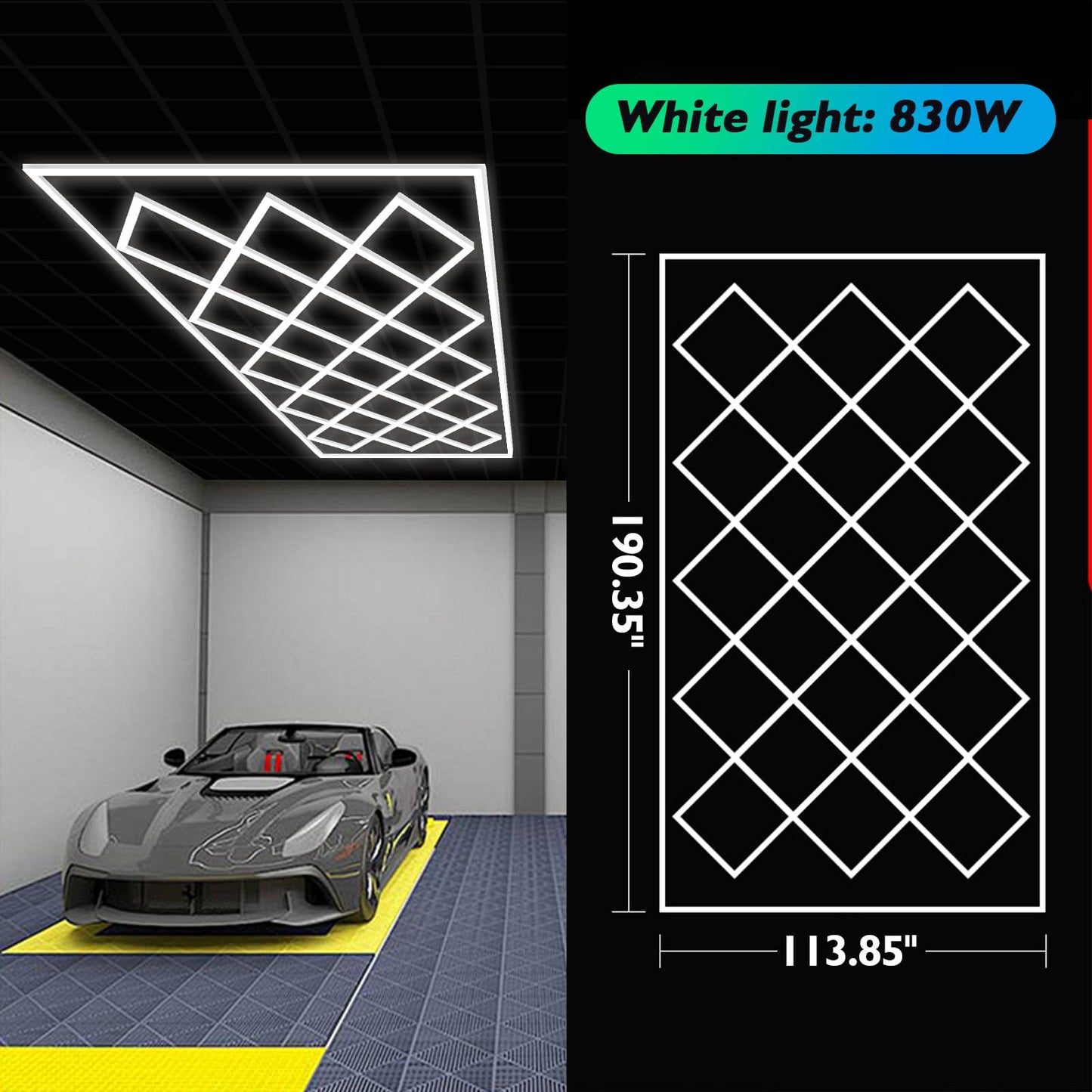 Ofenrd Large Hexagon Garage Lights 23 Hex Ultra-Bright Led Lights New Updated Diamond Commercial Lighting for Garage Car Detailing Barber Shop Gym Warehouses Basement.