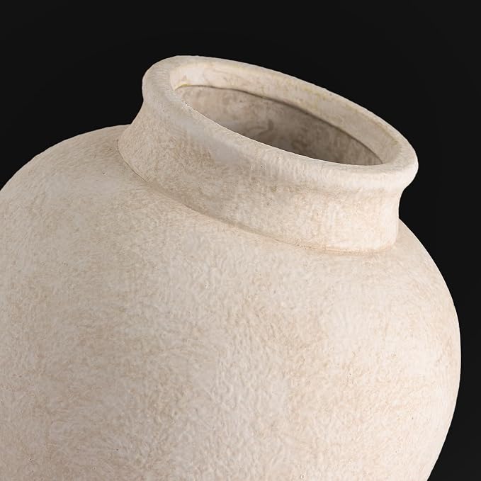 Ceramic Flower Vase, Flower Vase Rustic Farmhouse Decorative Vase Floral Pottery Vases for Home Decor Table Living Room Entryway Mantel Bookshelf Bedroom Bathroom Kitchen - 6.7" W