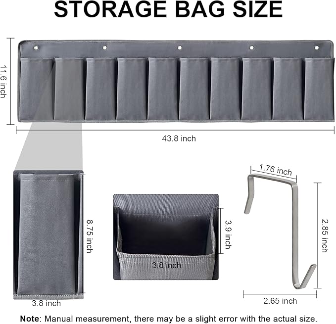 RVZONE RV Shoe Pockets 10 Pockets Heavy Hanging Bedside Storage Organizer with Sturdy Hooks Storage Pockets Hangs on bed for Shoes Toys and Tool Accessories