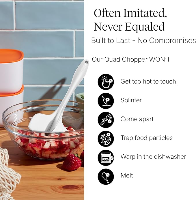 GIR: Get It Right Silicone Quad Meat Chopper - 12 in White - Heat-Resistant & Non-Stick - Potato Masher & Ground Beef Chopper Tool - Burger Smasher