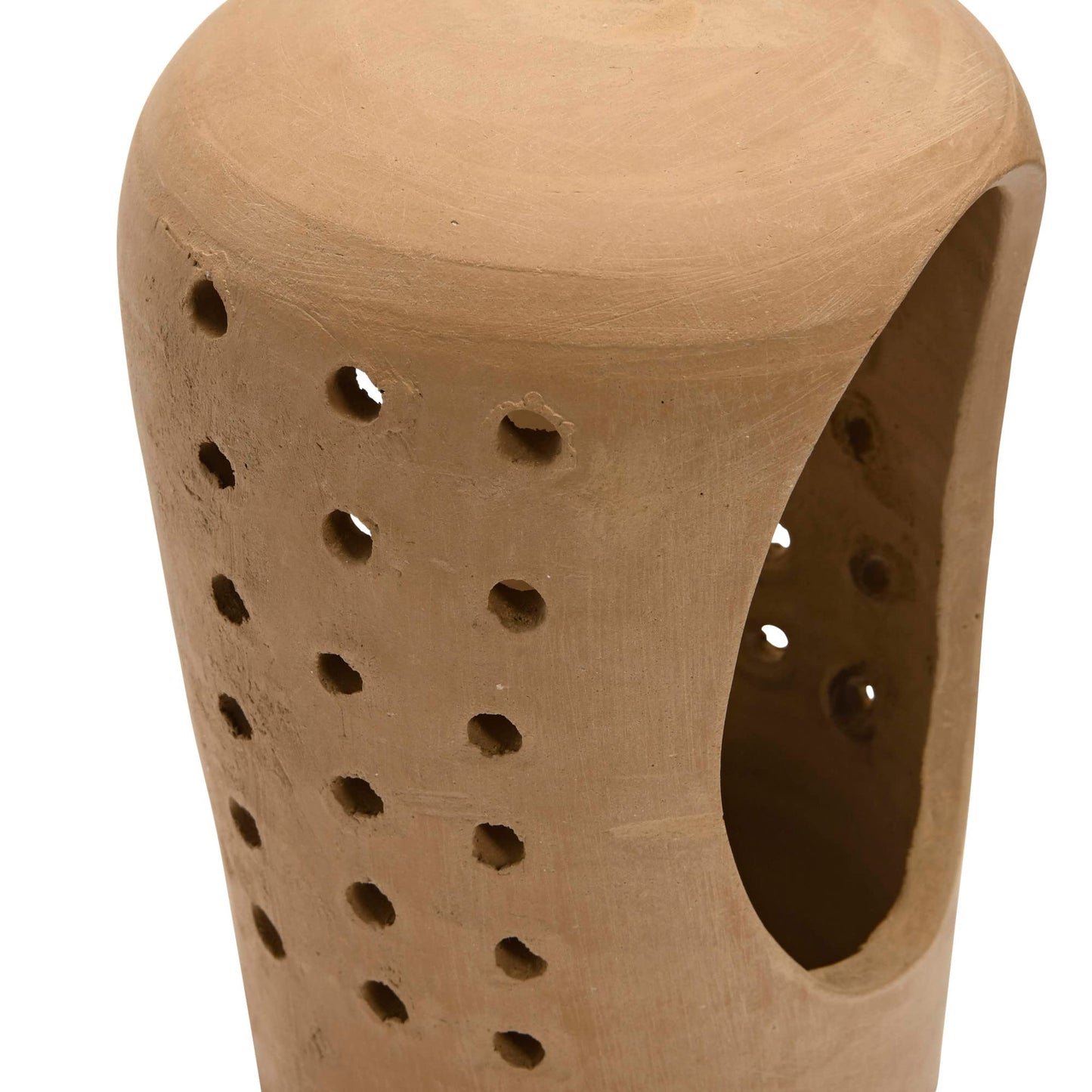 Creative Co-Op Handmade Terracotta Candle Holder with Cutouts