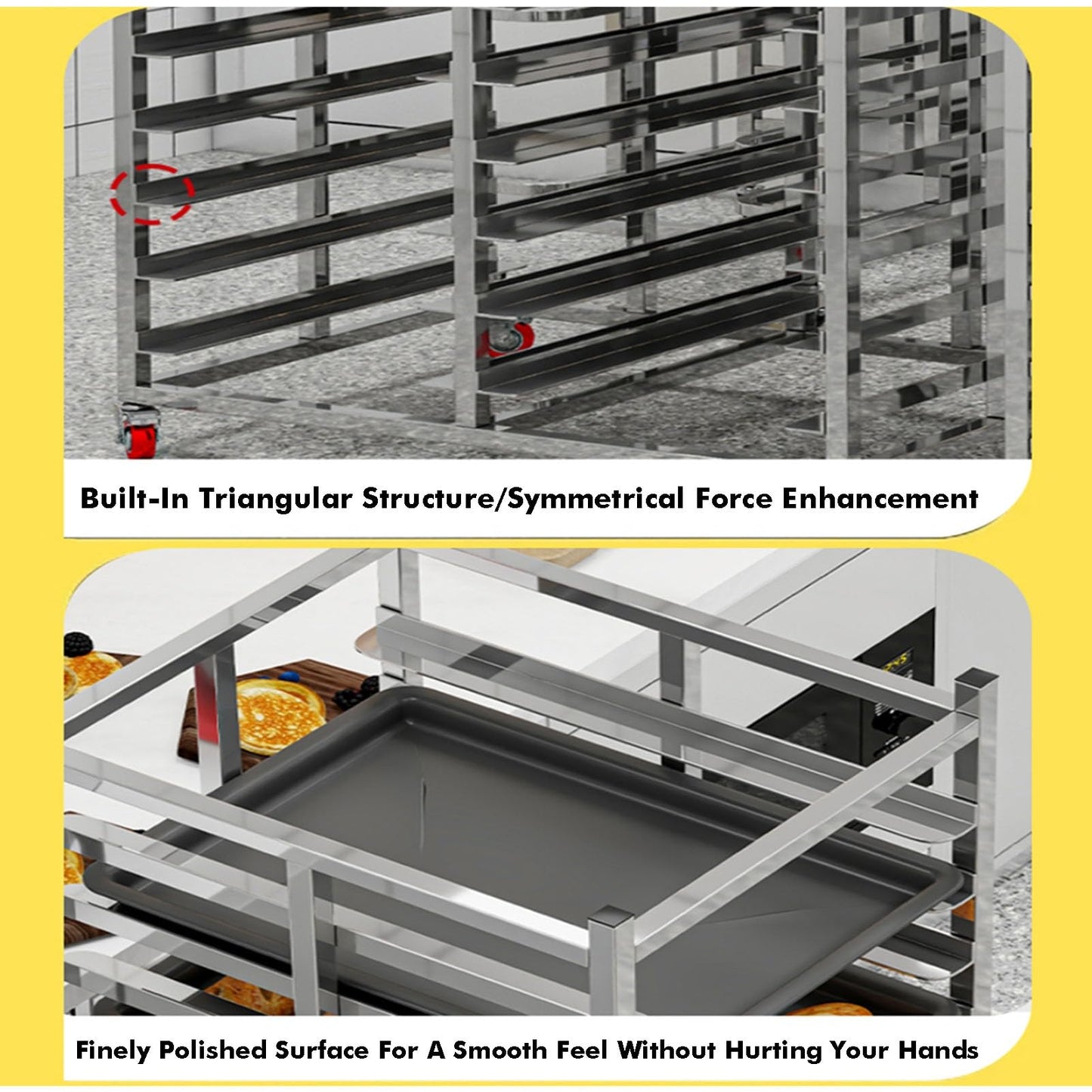 GenSDH 18-Tier Aluminum Bakery Rack with Wheels, Commercial Cooling Trolley for Full & Half-Size Pans, Heavy-Duty for Efficient Baking and Storage