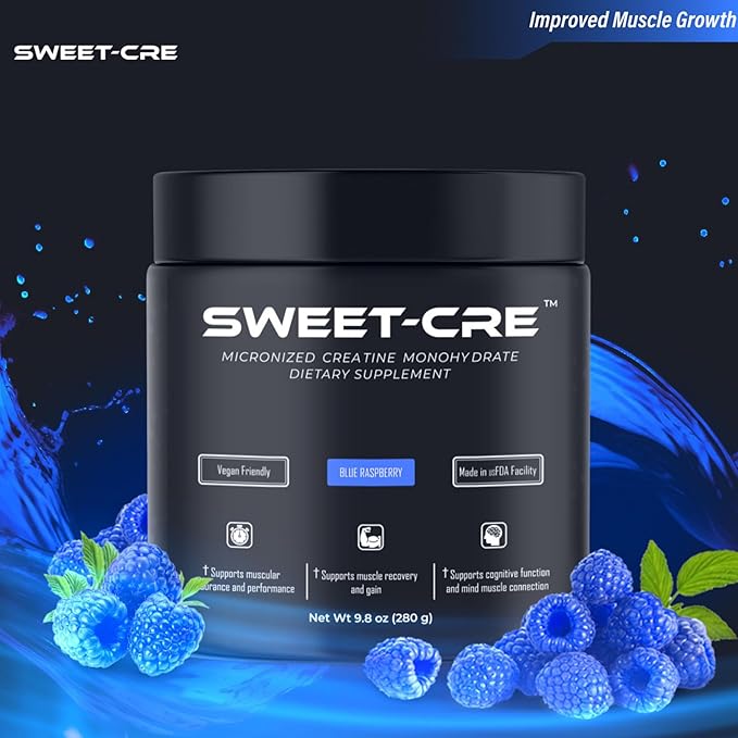 Creatine Monohydrate – 5g Creatine Monohydrate Powder – Advanced Creatine for Women and Men – Bulk Supplements Creatine – Delicious Fruit Punch Flavor – 10oz (40 Servings, Blue Raspberry)
