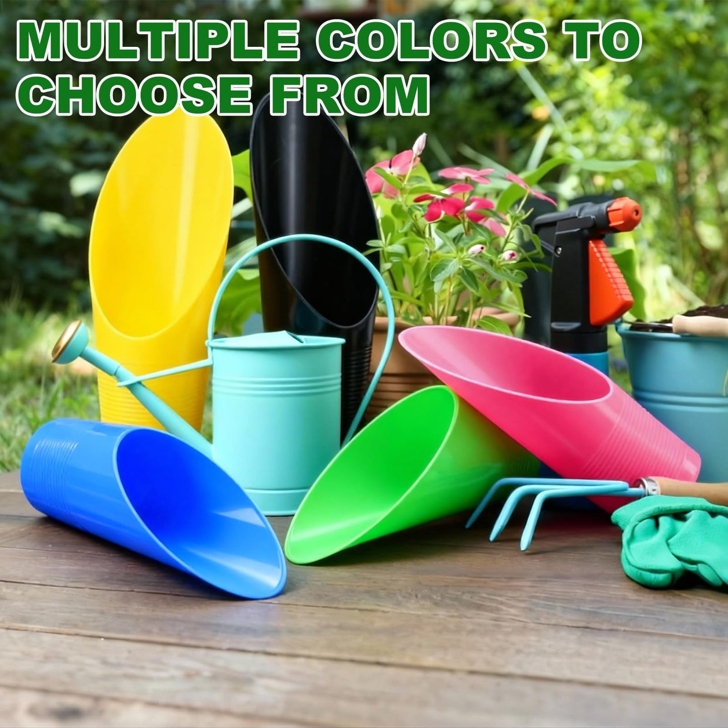 M METERXITY 18-Pack Bonsai Soil Scoops, Plastic Garden Soil Scoops Bucket Shovel Potting Scoopers for Transplanting/Flower Planting/Plant Succulent, Colorful Small Gardening Tools [Pink]