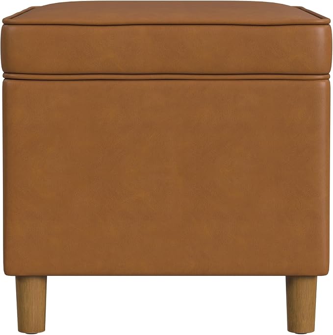 Spatial Order Home Decor | Dinah Collection Modern Storage Ottoman | Ottoman with Storage for Living Room & Bedroom(Carmel Faux Leather)