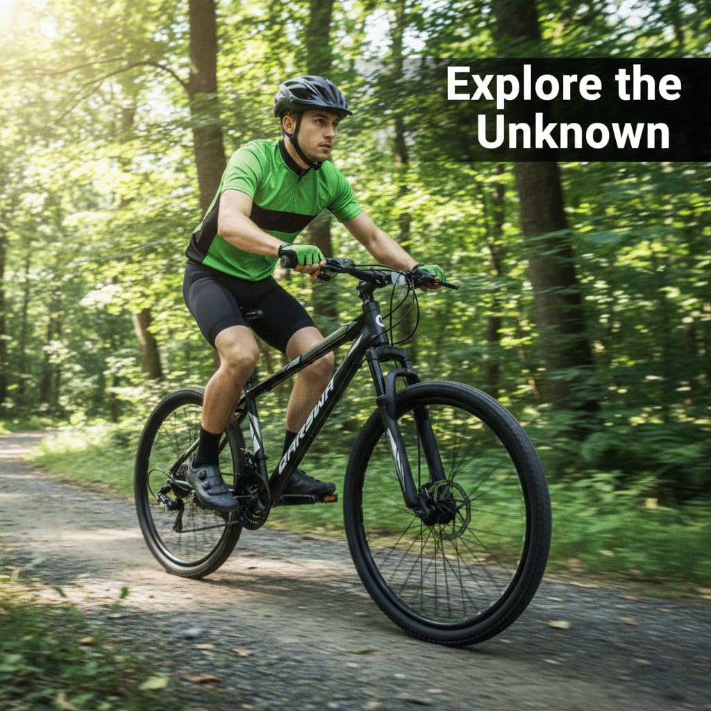 QARSWA 26 Inch Mountain Bike, Lightweight Aluminum Frame MTB with 21-Speed Trigger Shifter & Dual Disc Brakes, Comfort Foam Seat Adult Bicycle for Men and Women, Trail & Outdoor Riding, White