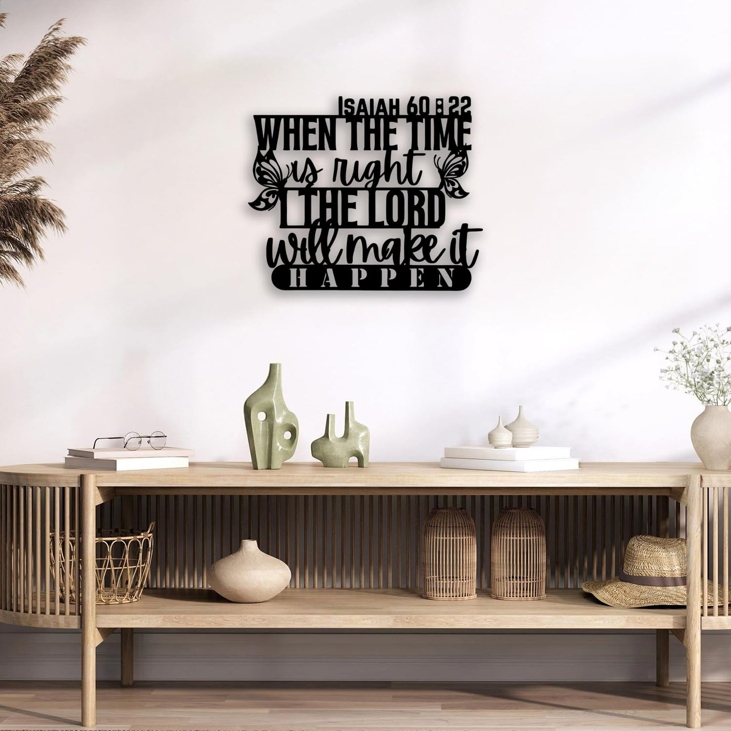Isaiah 60 22 Butterfly Metal Wall Decor - Christian Faith Room Decor Motivational Inspirational Scripture Wall Art Home Decor for Living Room, Bedroom, Dining Room, Office (Black)