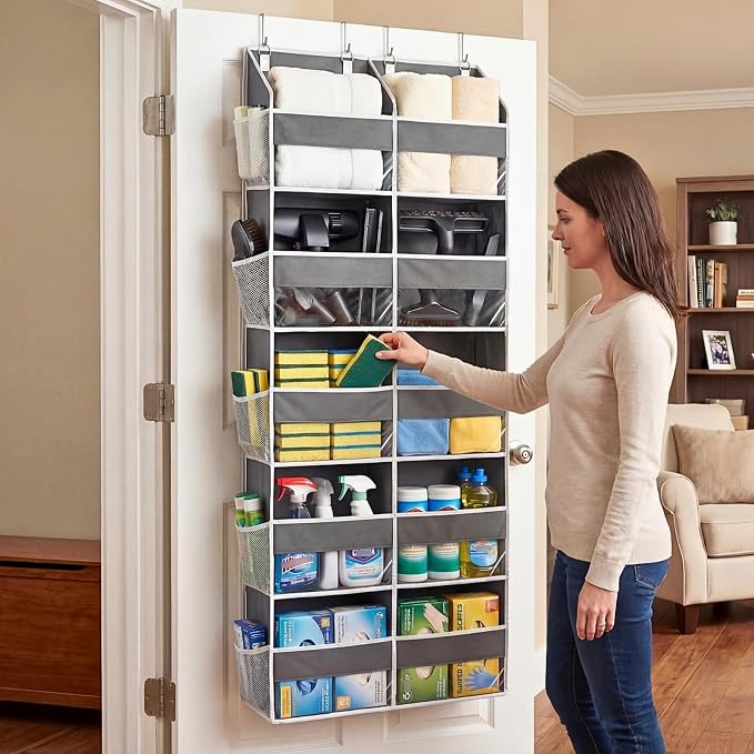 2 Pack Over the Door Organizer 5 Tiers, Extra Large Behind Door Storage of 10 Compartments, 80 lbs Weight Capacity Over Door Organizer, Door Hanging Organizer for Closet, Diaper Organizer,Room storage