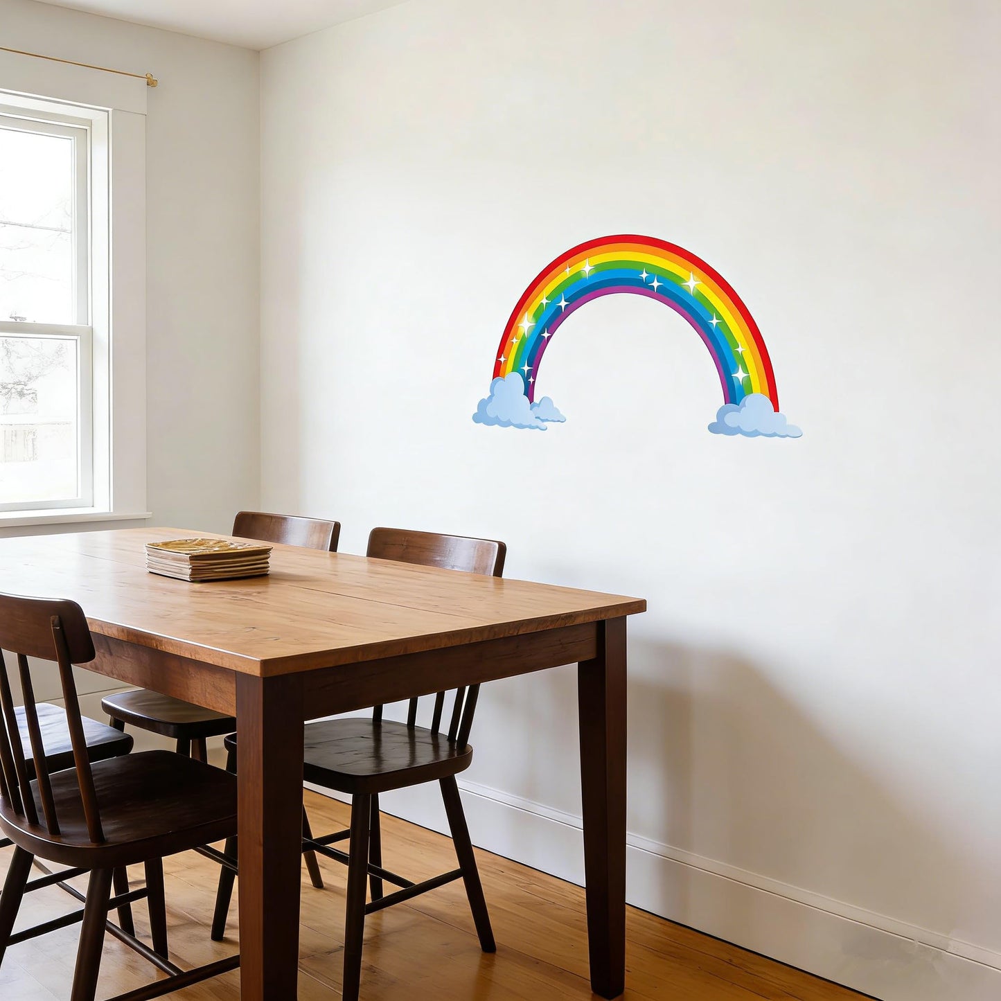 Rainbow Wall Decals wich Clouds, Peel and Stick Removable Wall Stickers for Kids Nursery Bedroom Living Room,Wall Decor 28.7 x15.7inch
