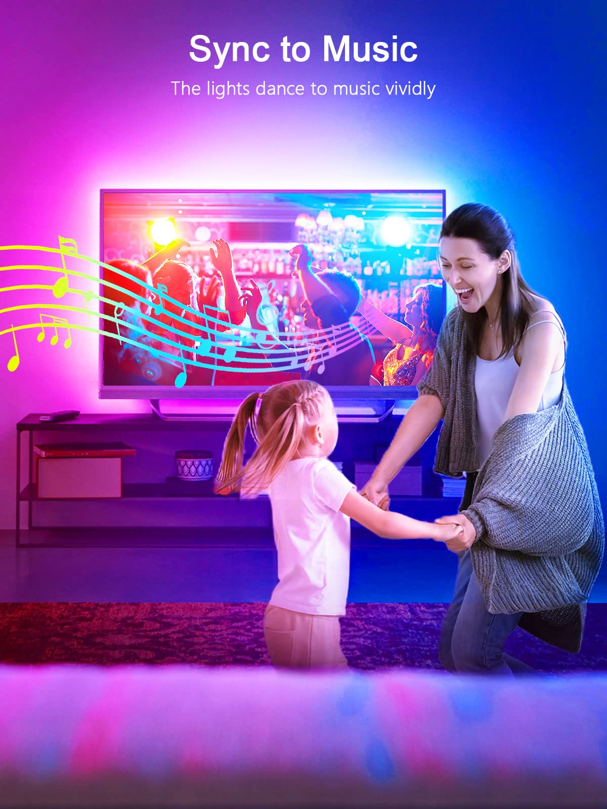 KANTUTOE LED Lights for TV, 16.4ft LED Lights for 45-75 Inch TVs, RGB TV Backlight Behind, Music Sync Bluetooth APP & Remote Control Strip Lights USB Powered for Bedroom, Gaming, Home Décor