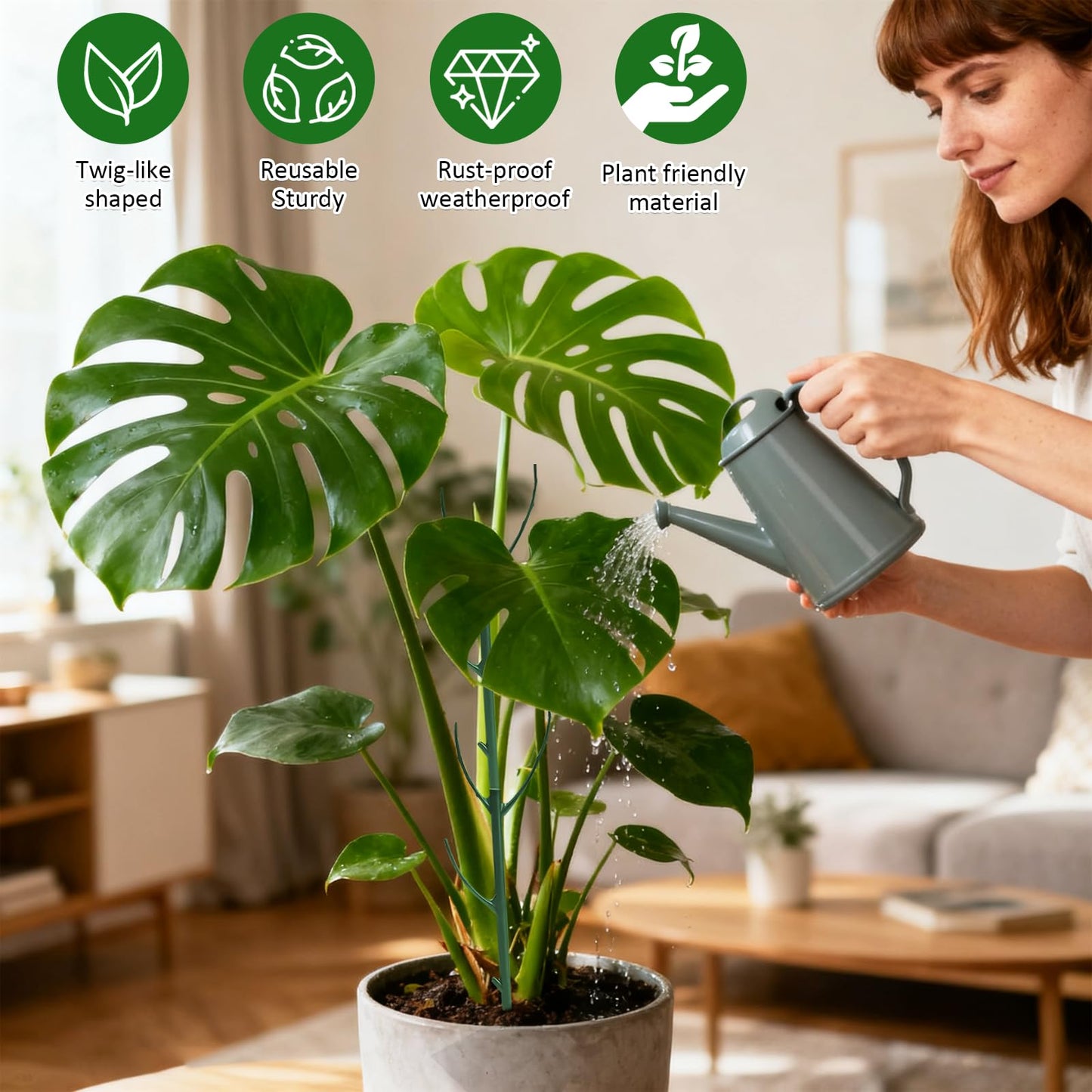 10pack Adjustable Plant Support Pole Stackable Indoor/Outdoor Support Pole with Clamps, Suitable for Supporting Monstera and Climbing Plants, Garden Accessories, Perfect Replacement for Plant Stakes
