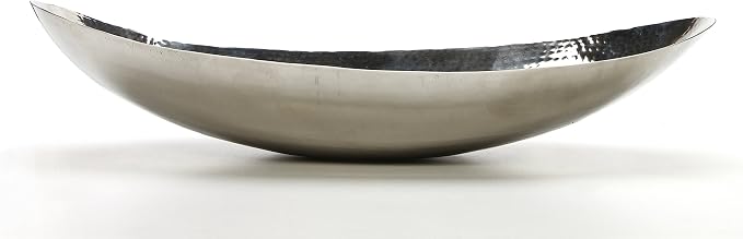 Hosley Hammered Stainless Steel Oval Bowl – 13.5” Decorative Centerpiece for Candles, Orbs, Potpourri & Table Styling | Modern Home & Event Décor