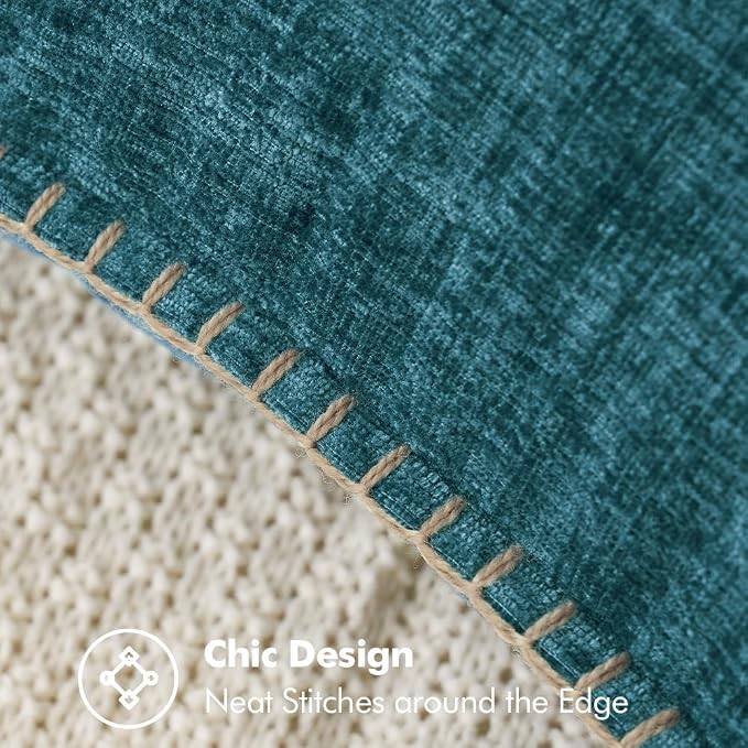 MIULEE Pack of 2 Couch Throw Pillow Covers 18x18 Inch Dark Teal Farmhouse Decorative Pillow Covers with Stitched Edge Soft Chenille Solid Dyed Pillow Covers for Sofa Bed Living Room