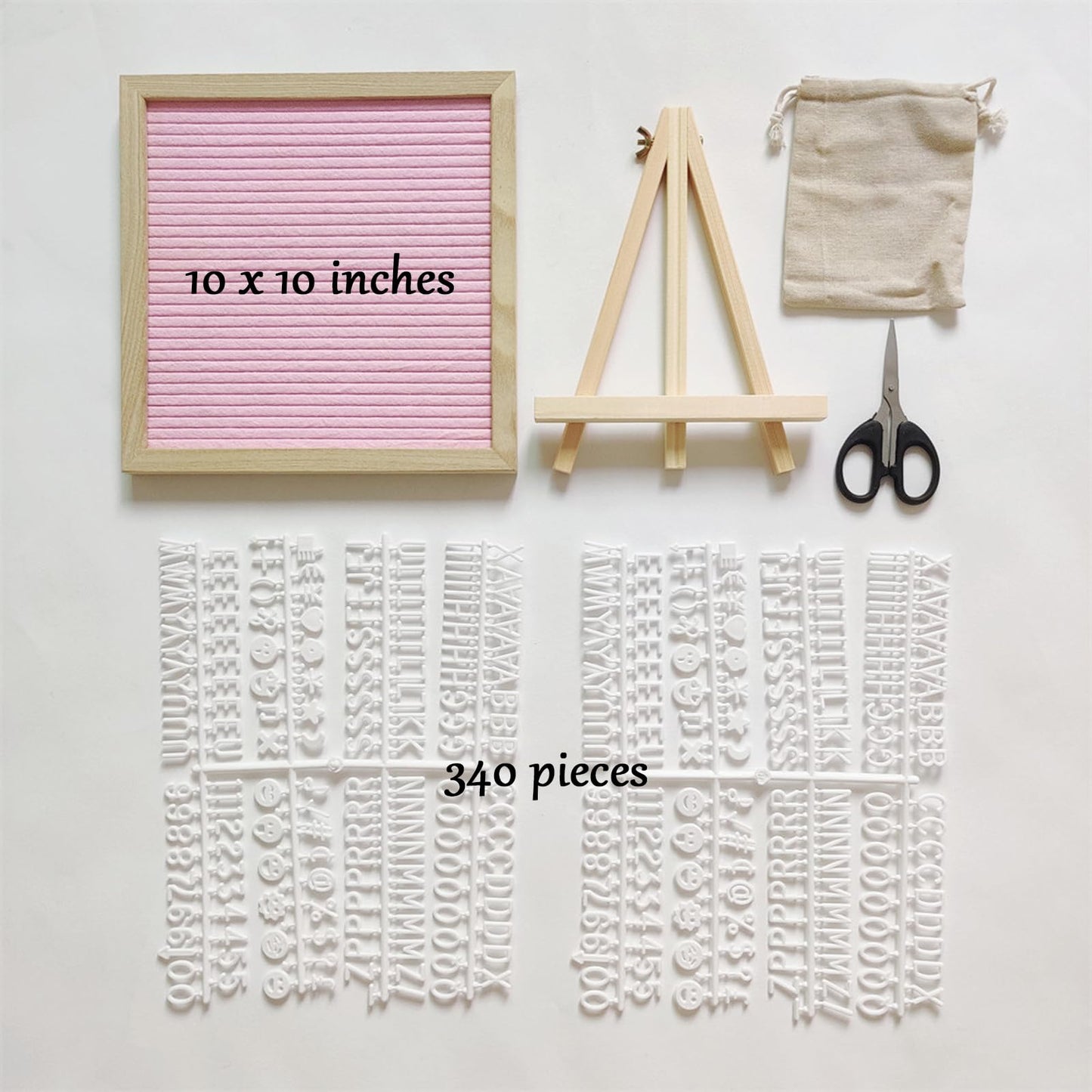 Felt Letter Board with Letters Changeable, Frame Wooden Message Board, Numbers, Symbols & Letters 340 Piece, Tripod Stand, for Baby Announcements, Milestones, Tabletop Decor, Wedding Party Decor