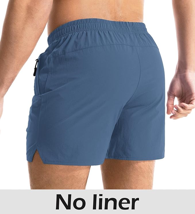 Aolesy Men's Gym Shorts Linerless & Liner - 5" Quick Dry Workout Running Shorts with Zip Pockets Sports Athletic Shorts
