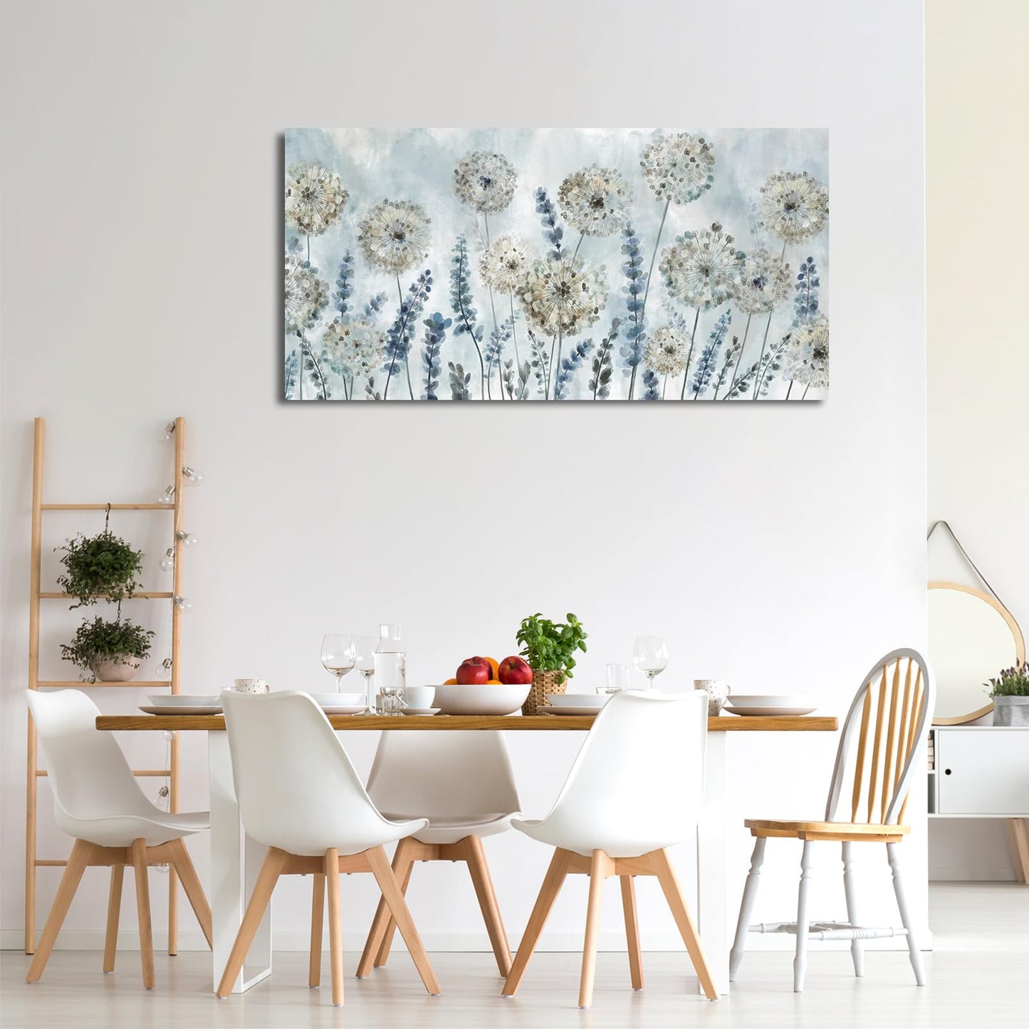 VEAEE Farmhouse Canvas Wall Art - Flowers Dandelion Wall Pictures,Living Room Decor,Nature Artwork Prints Abstract Grass Paintings for Bedroom Home Office Decoration 20"x40"