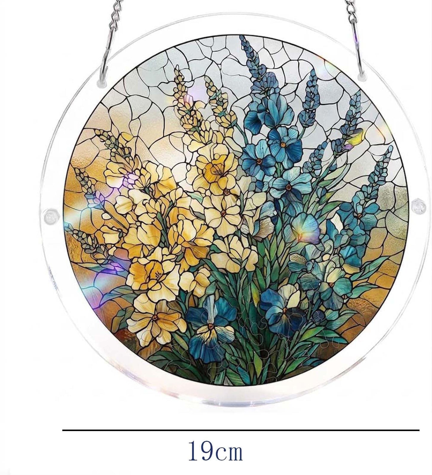 Acrylic Jigsaw Puzzle Suncatcher for Adults, Crystal Acrylic Puzzle Suncatcher, Stained Glass Style DIY Jigsaw, Unique Irregular Pieces for Home Decor (Spring Meadow)