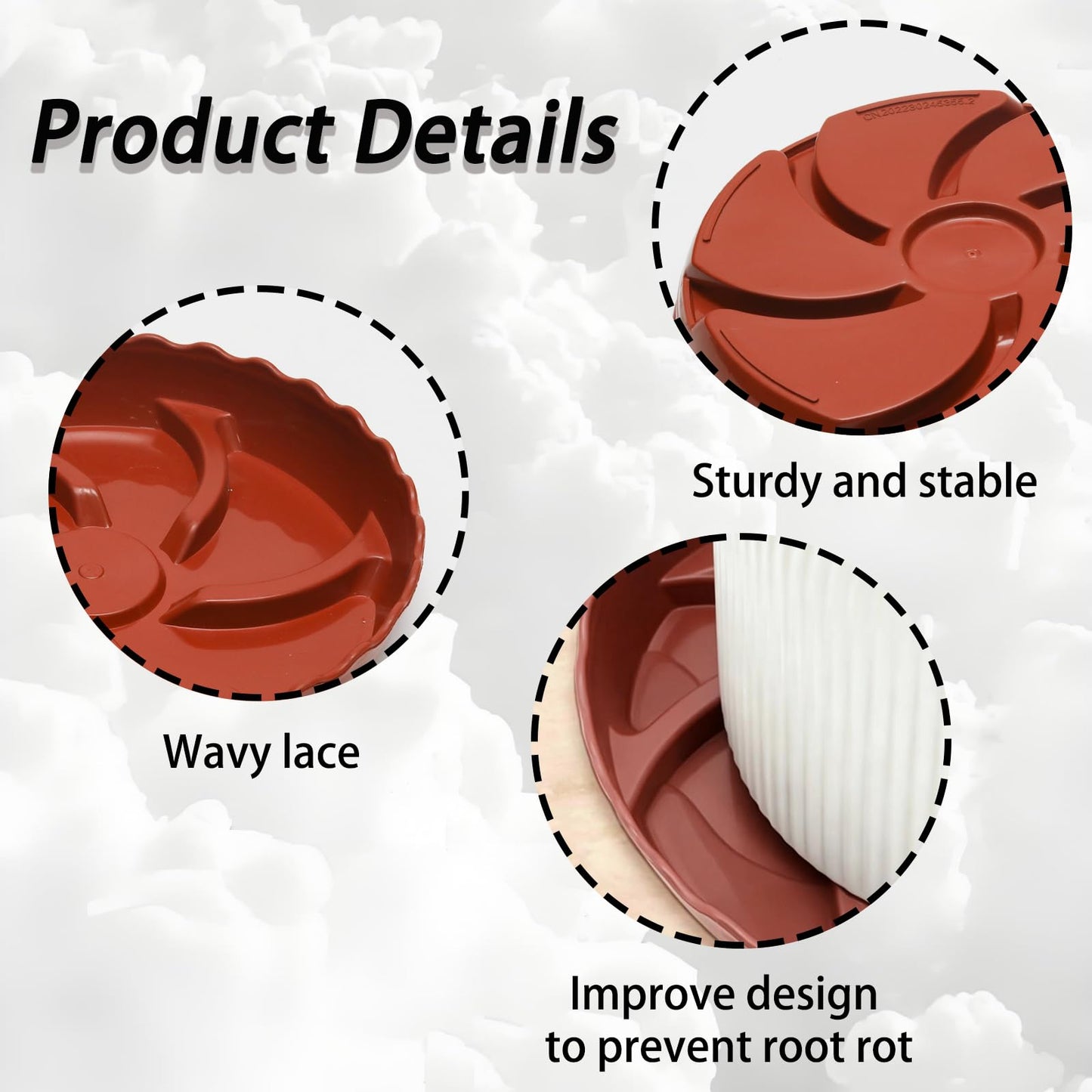 JAKOUE 6 Pack Plant Saucers 8inch Heavy Duty Plastic Pot Trays with Trough Wave Design, Plant Stand Saucers for Indoor Outdoor Plants
