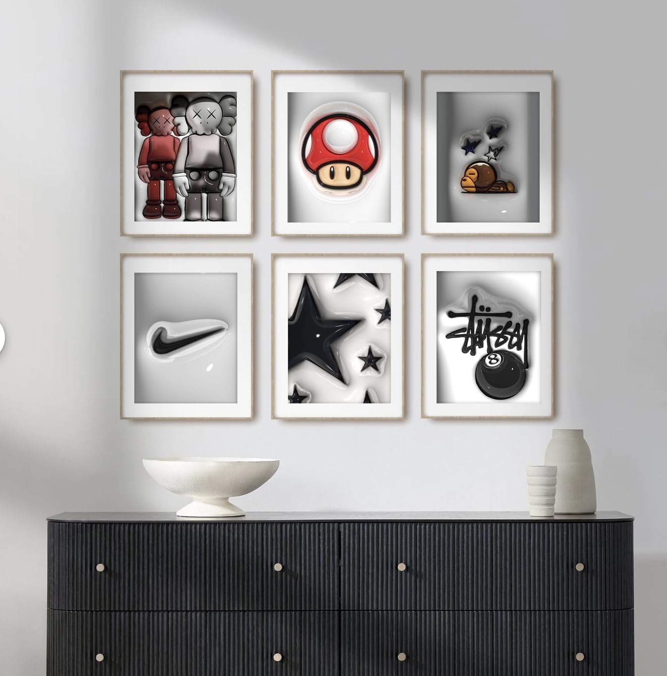 Hypebeast Posters Trendy Wall Decor Sneakerhead Room Decor For Teen Boys Room Girl Wall Collage Art Prints Glass Effect Painting 9pcs set 8x10 inch