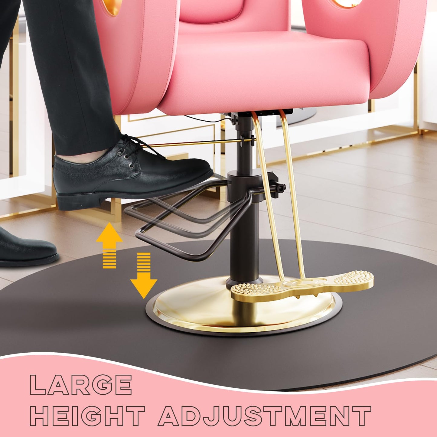 MegaChoice Barber Chair, Reclining Salon Chair, 360° Rotation, Multi-Functional Height Adjustable Hydraulic Chair for Salon, Barbershop, Spa, Pink