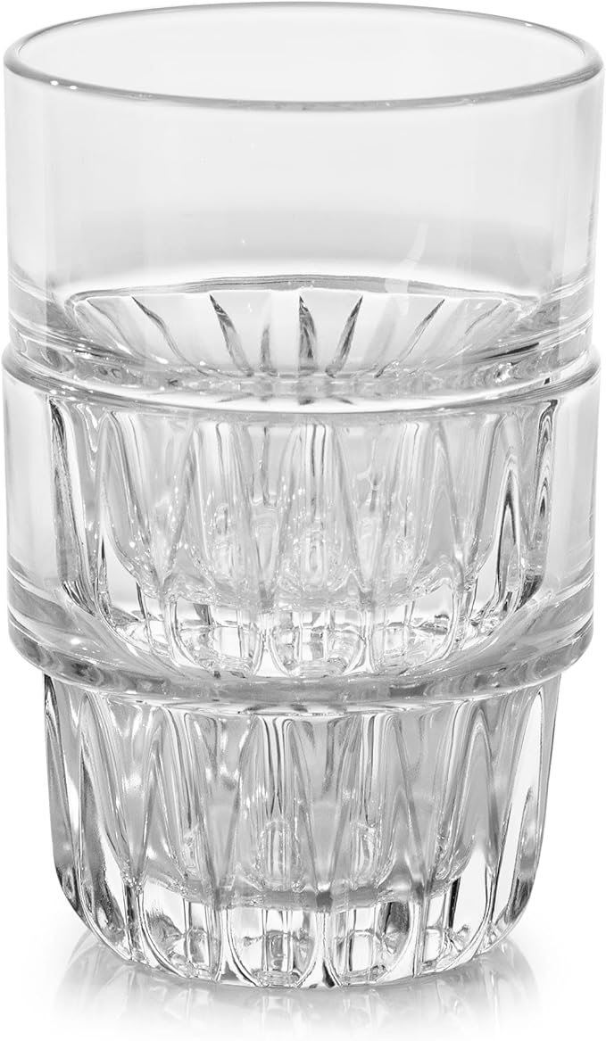 Libbey Everest Stackable Glassware Set, 12-Piece Mixed Drinkware with 9 oz Small Rocks, 12 oz Large Rocks, and 14 oz Tall Juice Glasses, Durable Lead-Free Restaurant-Quality Glass